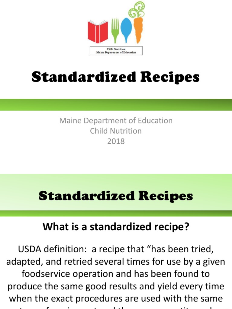 Standardized Recipes Presentation PDF
