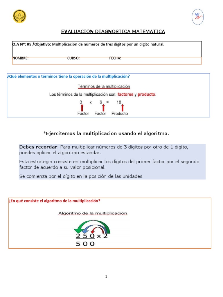 Algoritmo Estándar en Multiplicación | PDF | Multiplicación | Algoritmos