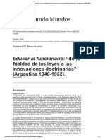 Educar Al Funcionario - "De La Frialdad de Las Leyes A Las Innovaciones Doctrinarias" (Argentina 1946-1952)