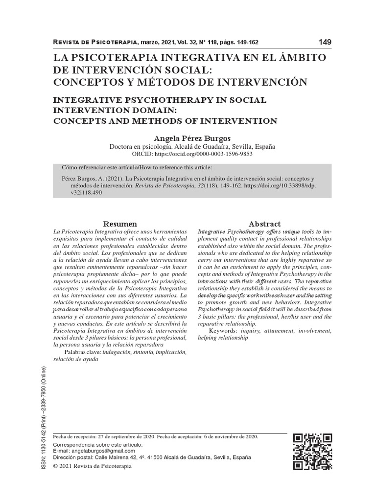 Psicoterapia Integrativa en Intervención Social | PDF | Las emociones ...