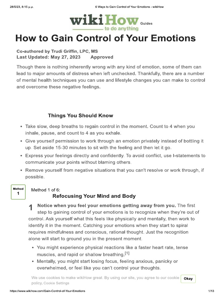 6 Ways To Gain Control of Your Emotions PDF