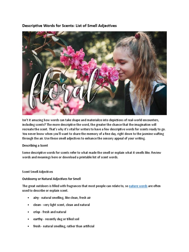 Descriptive Words For ScentsList of Smell Adjectives PDF Odor