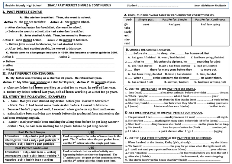 Past Perfect Simple and Continuous | PDF | Grammar | Linguistics