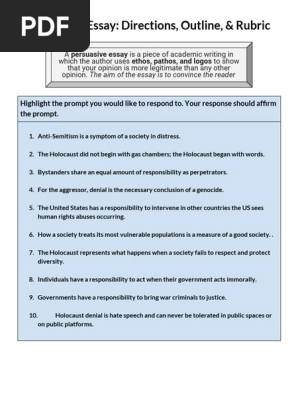 Persuasive Essay_ Directions, Outline, & Rubric - Listed on TpT - Do Not Delete