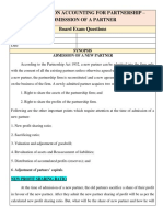 Worksheet On Accounting For Partnership - Admission of A Partner Board Questions