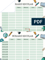 Horario Escolar Documento A4 Horizontal Pegatinas Colegio Juvenil Verde