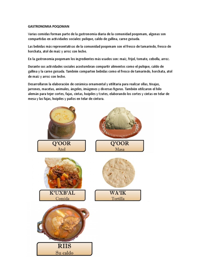 Gastronomía y cultura poqomam | PDF