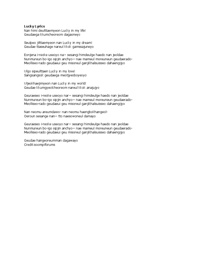 Lucky Lyrics | PDF