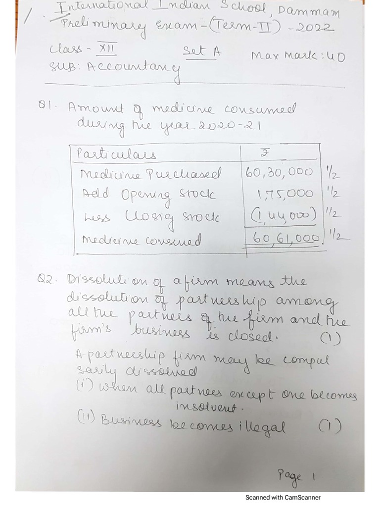 Marking Scheme 2022 12th Prelims. PDF