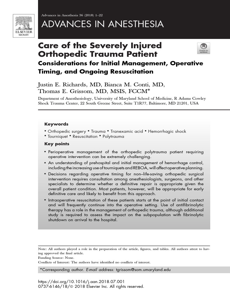 1 s2.0 S0737614618300017 Main | PDF | Injury | Major Trauma