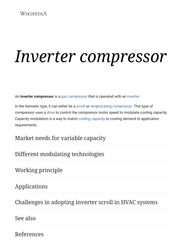 Inverter Compressor - Wikipedia | PDF