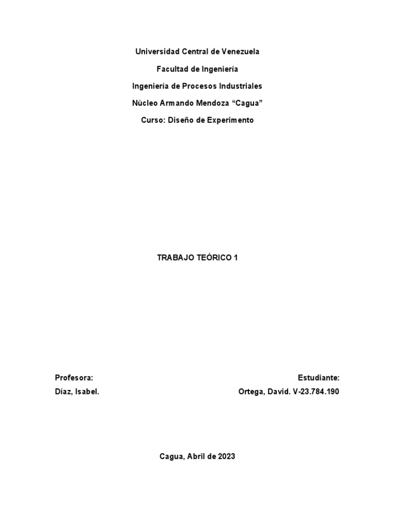 Diseño De Experimento Dca Pdf Experimentar Diseño De Experimentos