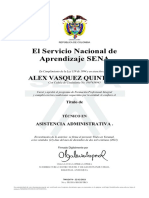 El Servicio Nacional de Aprendizaje SENA: Alex Vasquez Quintero