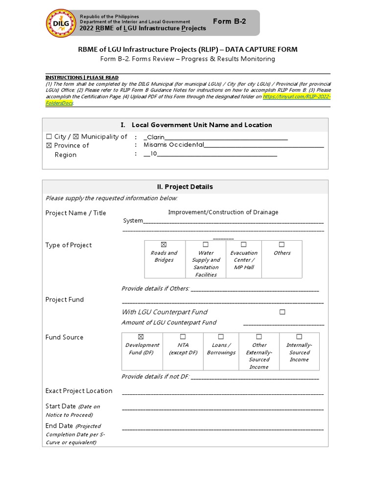 2022 RLIP Data Capture Form B-2 | PDF | Economies