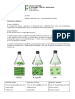 1 - Introdução A Química Classificações e Transformações Da Matéria