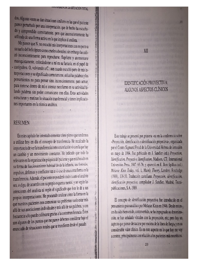 Joseph Identificación proyectiva PDF