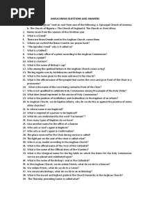 Anglicanism Quiz