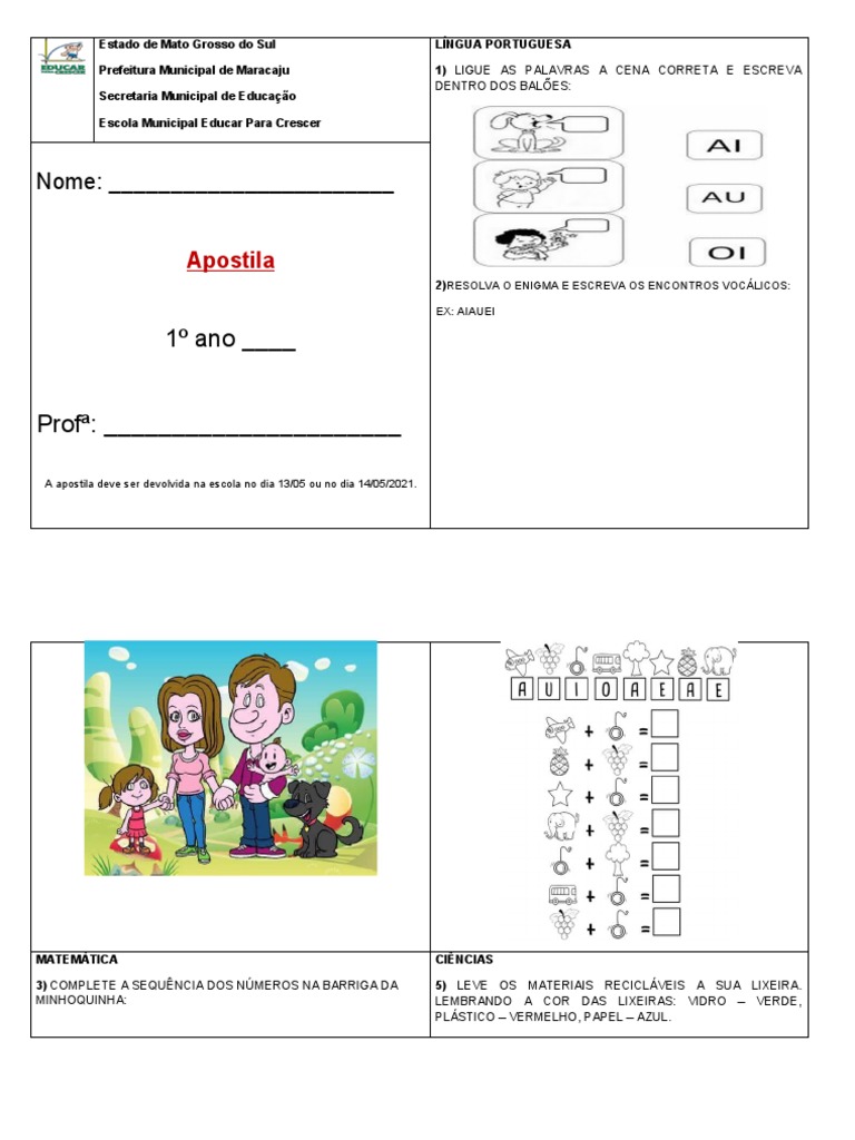Apostila 1° Ano | PDF