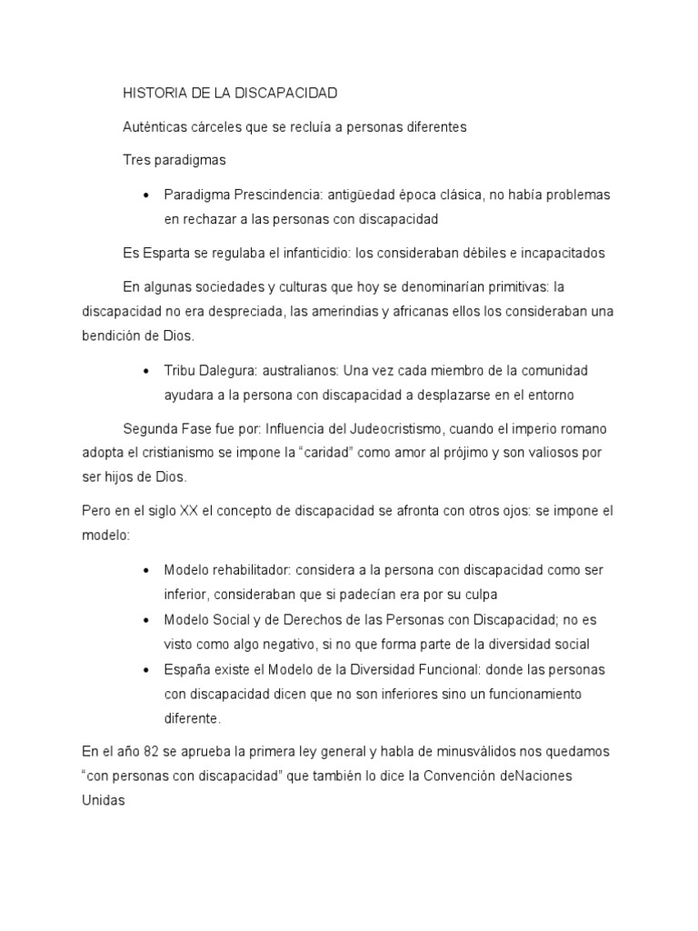 Historia de La Discapacidad | PDF