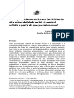 Participação Democrática em Territótios de Alta Vulnerabilidade Social - É Possível Refletir A Partir Do Que Já Conhecemos