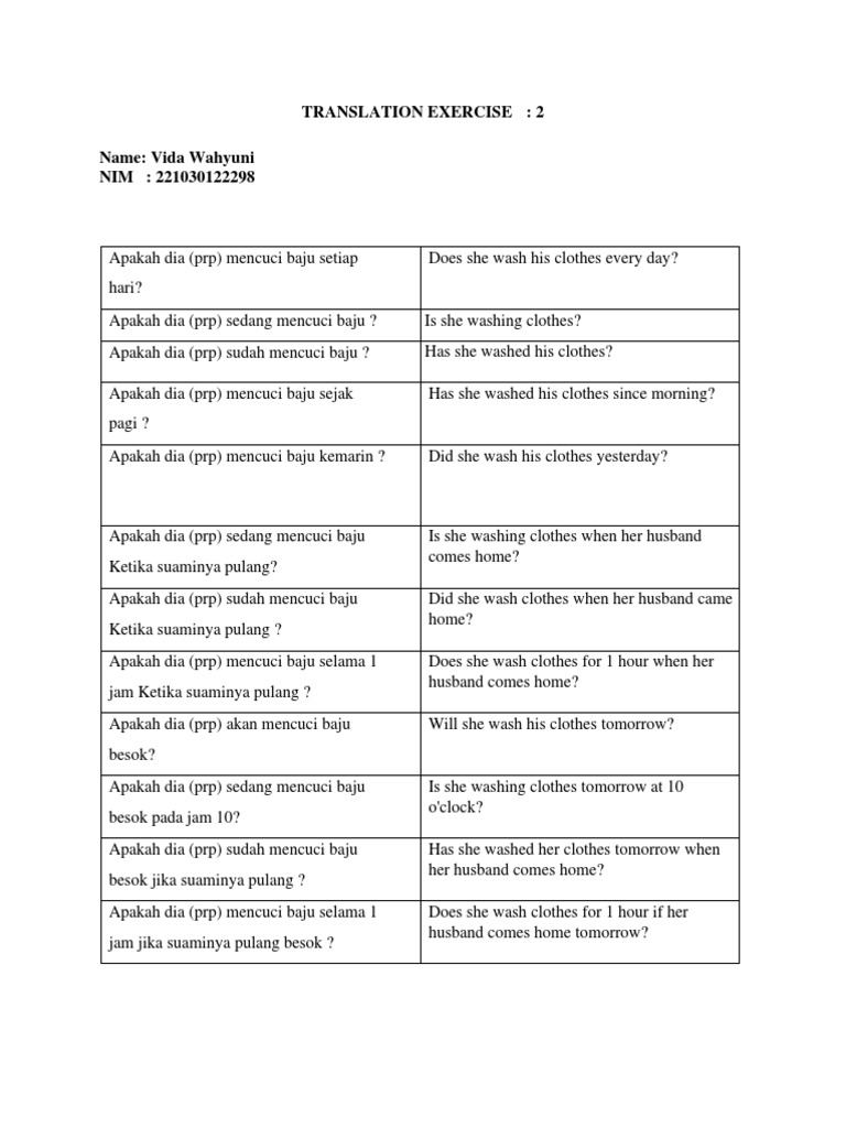 Translation Practice for Students | PDF