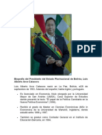 Biografía Del Presidente Del Estado Plurinacional de Bolivia