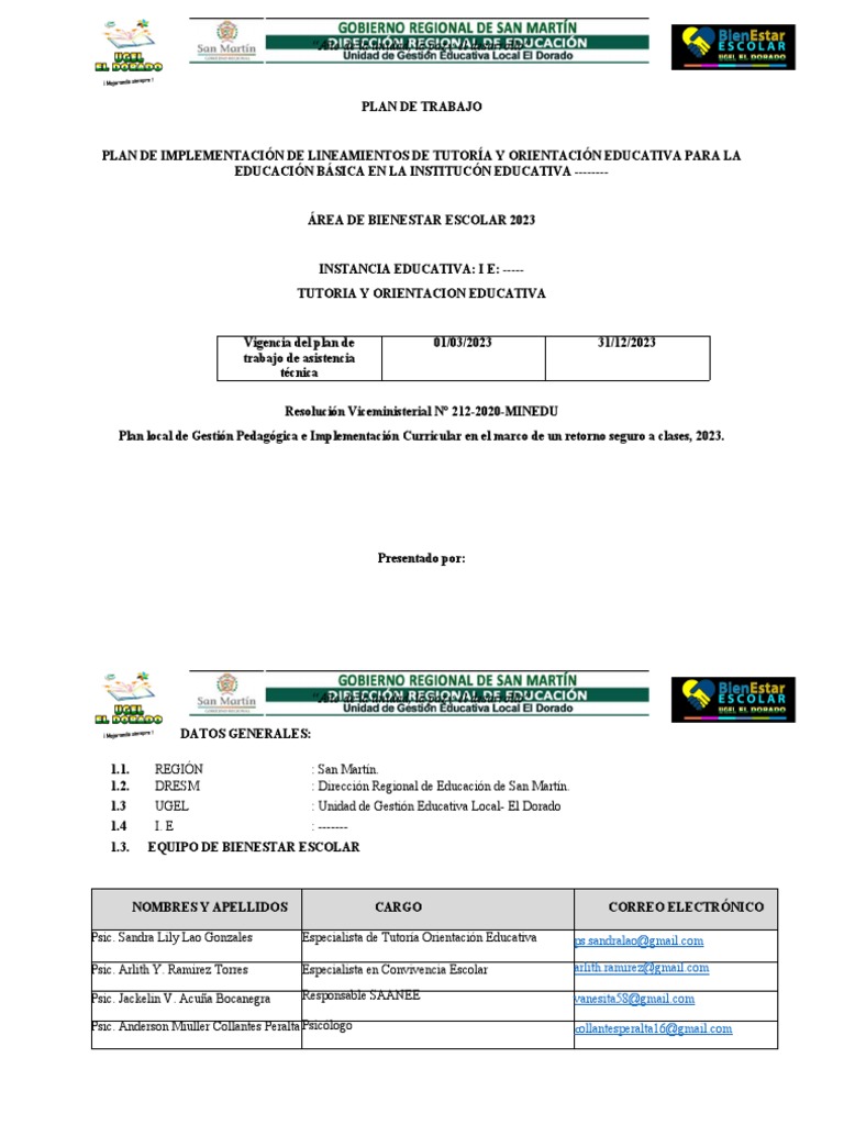 Plan de Tutoria 2023 Aula Secundaria | PDF