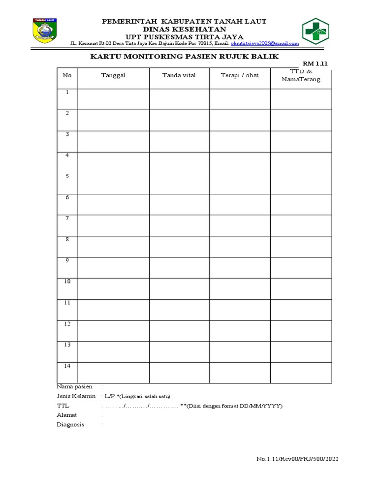 Kartu Monitoring Pasien Rujuk Balik | PDF