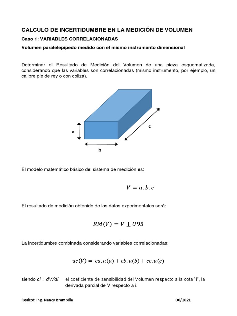 CALCULO DE INCERTIDUMBRE EN LA MEDICIÓN DE VOLUMEN ...