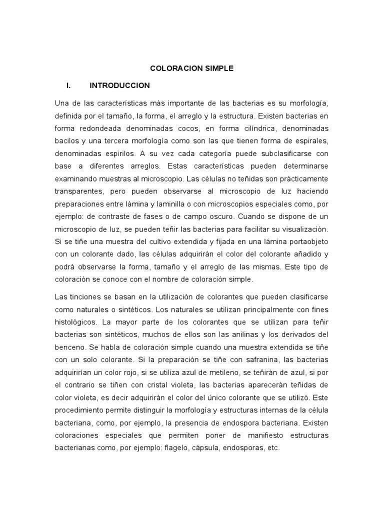 COLORACION SIMPLE y GRAM | PDF | Tinción | Biología