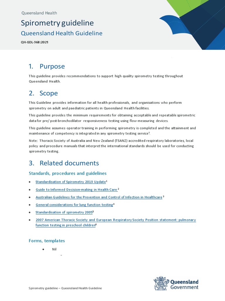 Queensland Spirometry Testing Guide | PDF | Exhalation | Health Care