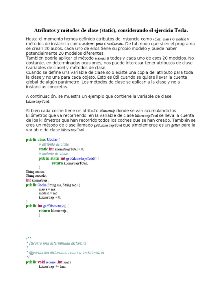 Atributos y métodos de clase en Java | PDF | Programación de ...