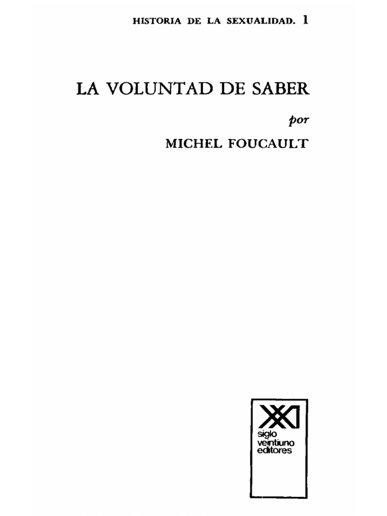 Recorte 2 Michel Foucault Historia de La Sexualidad 1 La Voluntad de Saber PDF