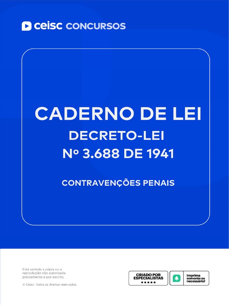 Lei de Contravenções Penais (Decreto-Lei #3.68841) | PDF | Sentença ...