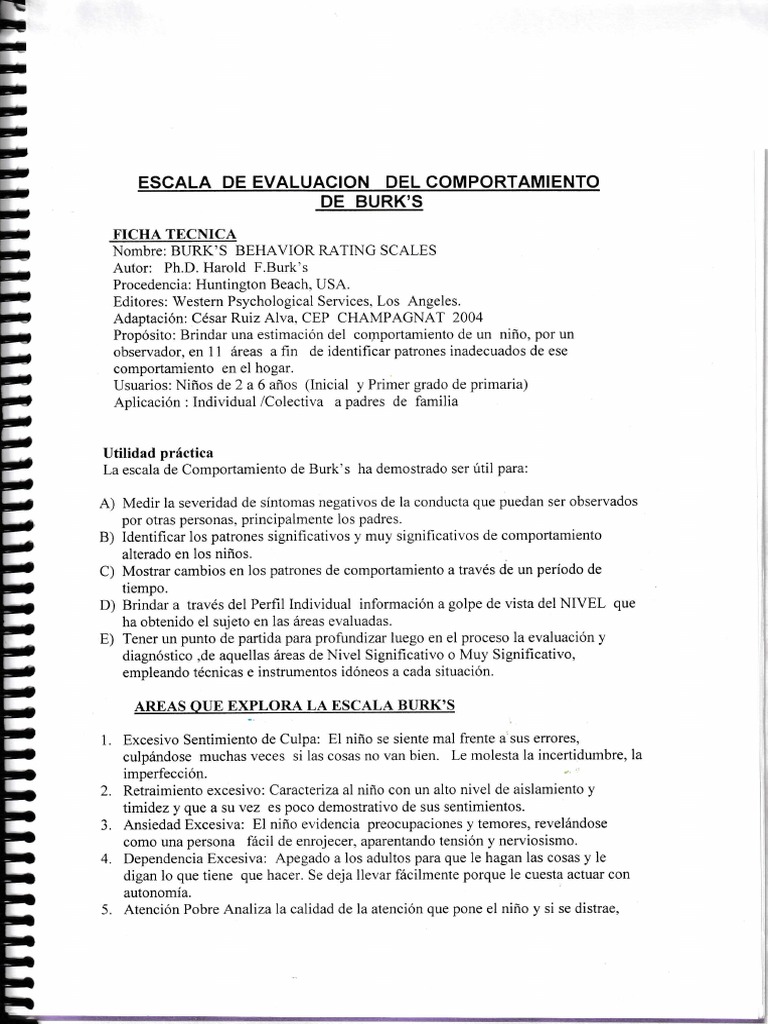 Escala de Comportamiento Burks | PDF