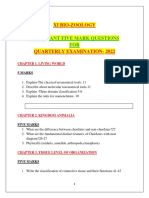 11th Bio-Zoology Important Five Mark Questions