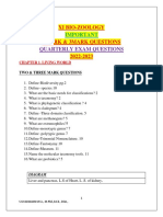 Xi Bio-Zoology - 2mark & 3mark Questions