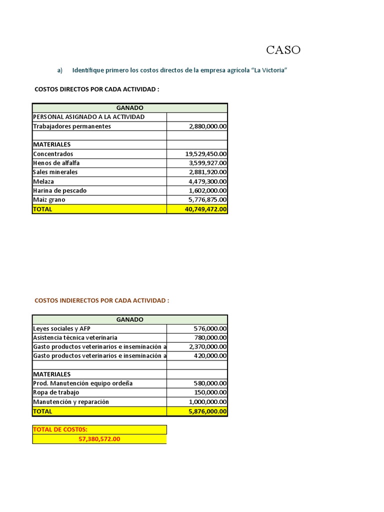 Costos y Resultados de La Victoria Agrícola | PDF | Estado de ...