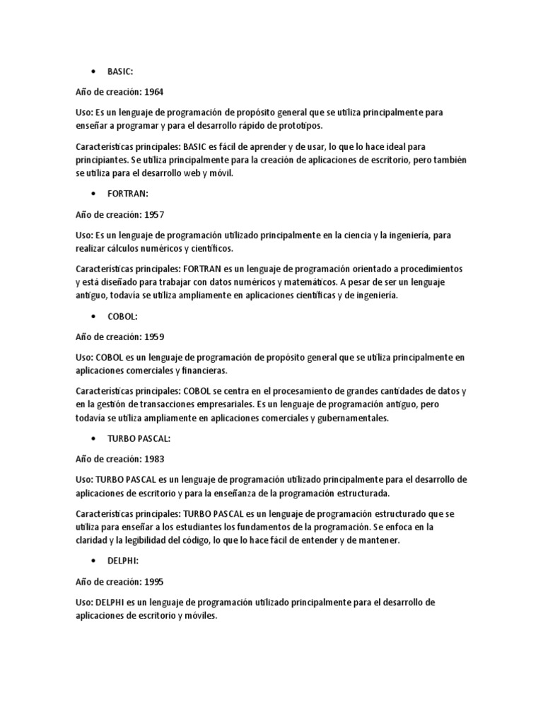 Lenguajes de Programacion | Descargar gratis PDF | Software de la ...