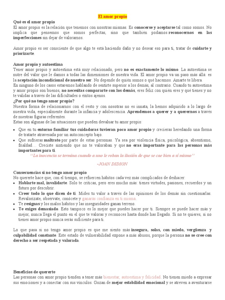 Definiendo el Amor Propio y su Importancia | PDF | Autoestima | Amor