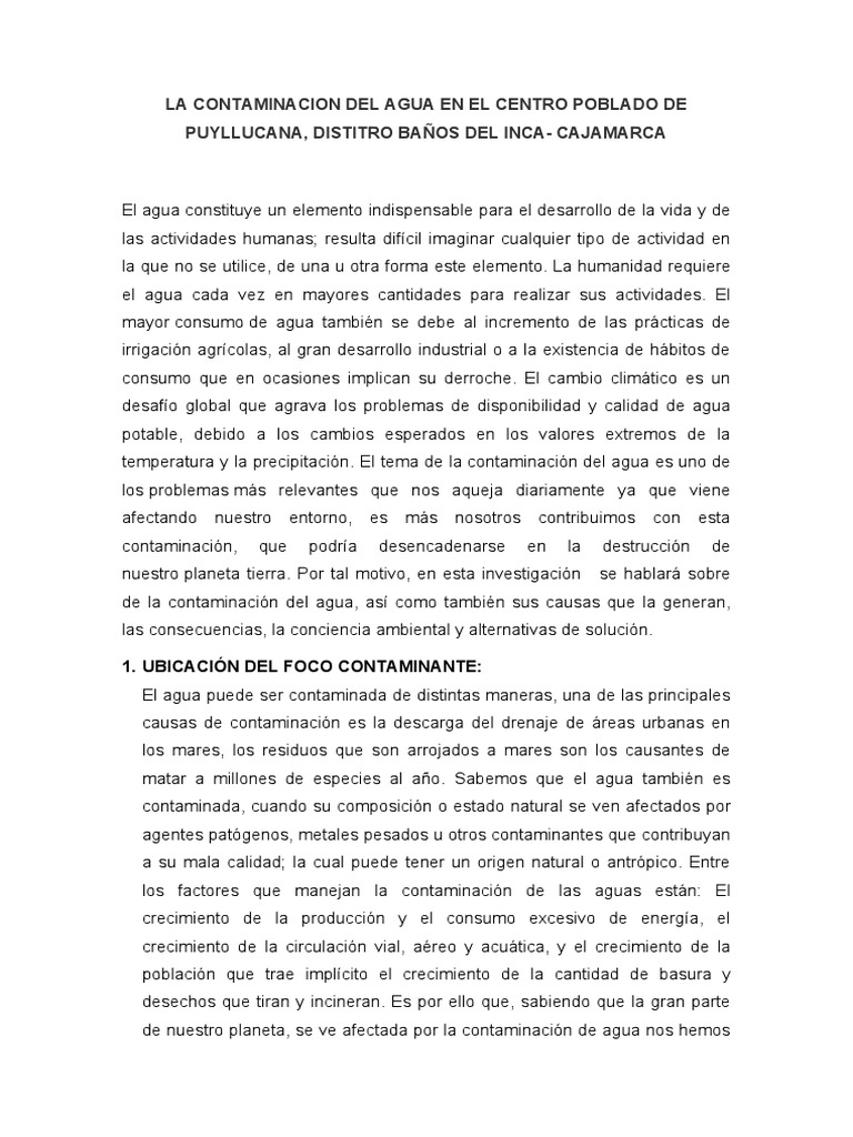 Contaminación del Agua en Puylucana | PDF | La contaminación del agua ...