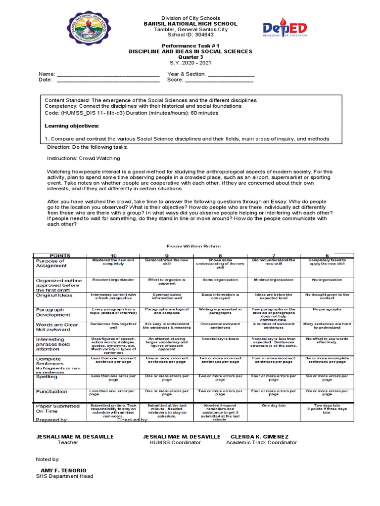 Social Science Crowd Observation Task | PDF