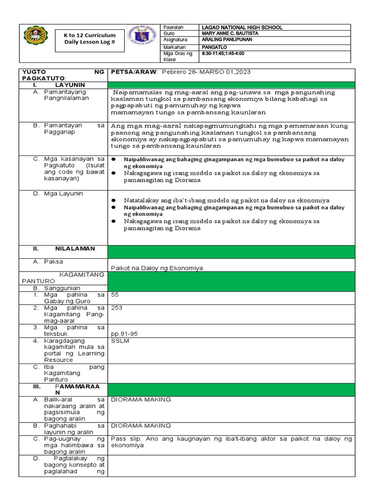 Araling panlipunan dll pdf