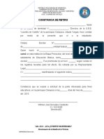 Constancia de Retiro de Educacion Inicial Promovido de Nivel