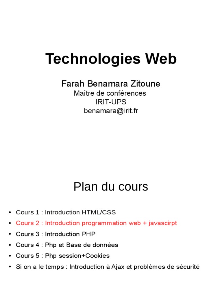 Cours2 Javascript | Download Free PDF | Internet | Internet et Web