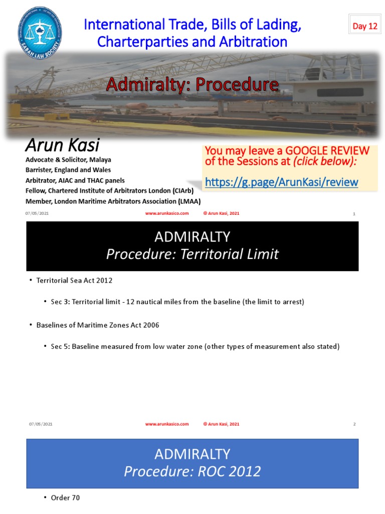 Admiralty Procedure PDF In Rem Jurisdiction Judiciaries