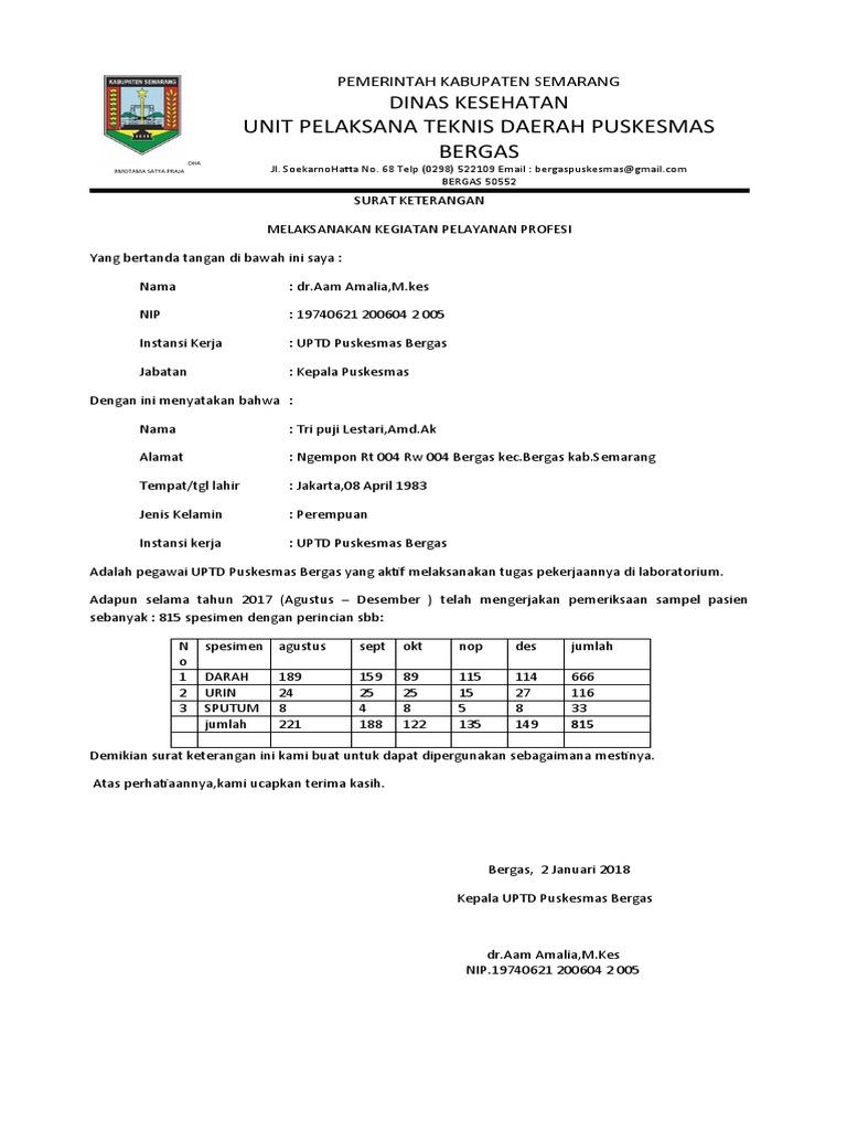 Surat Ket Rekom Jam Kerja Puji | PDF
