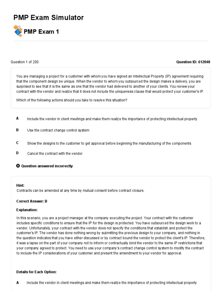 PMP Exam Simulator 1 | PDF | Project Management | Audit