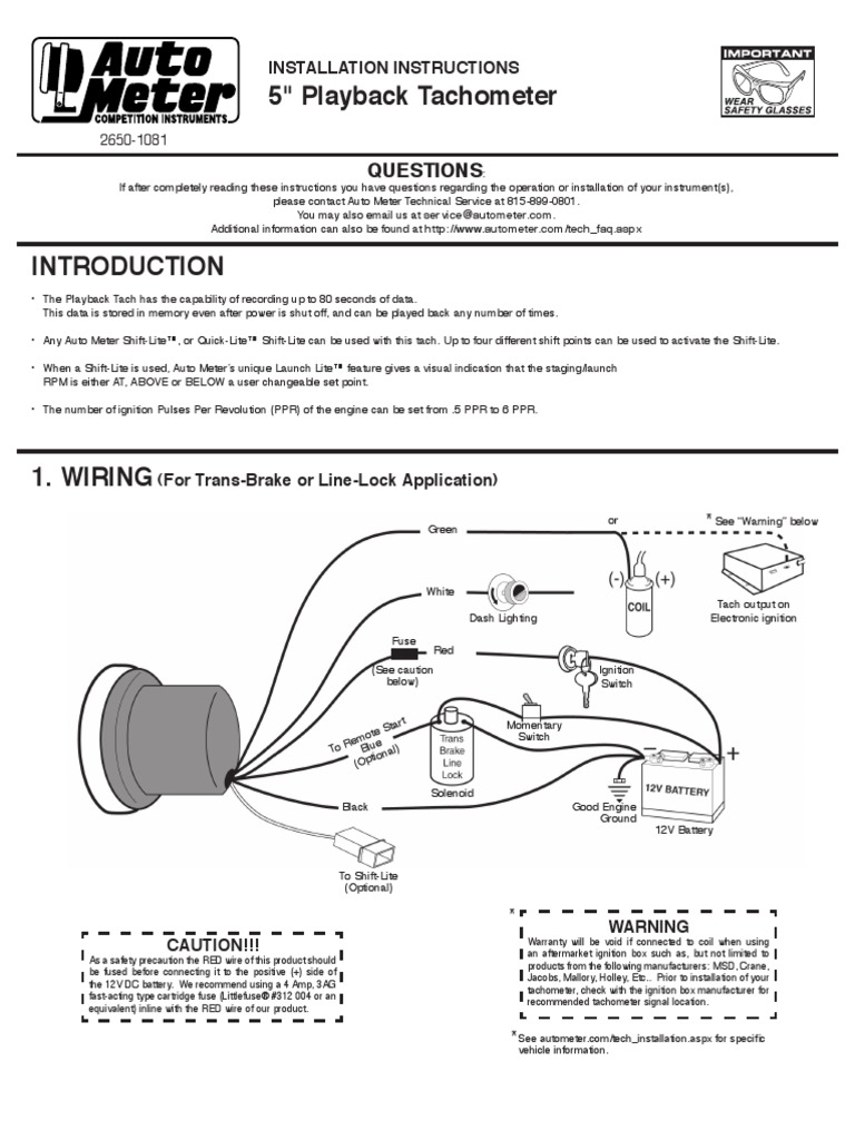 5" Playback Tachometer Questions PDF Ignition System Fuse