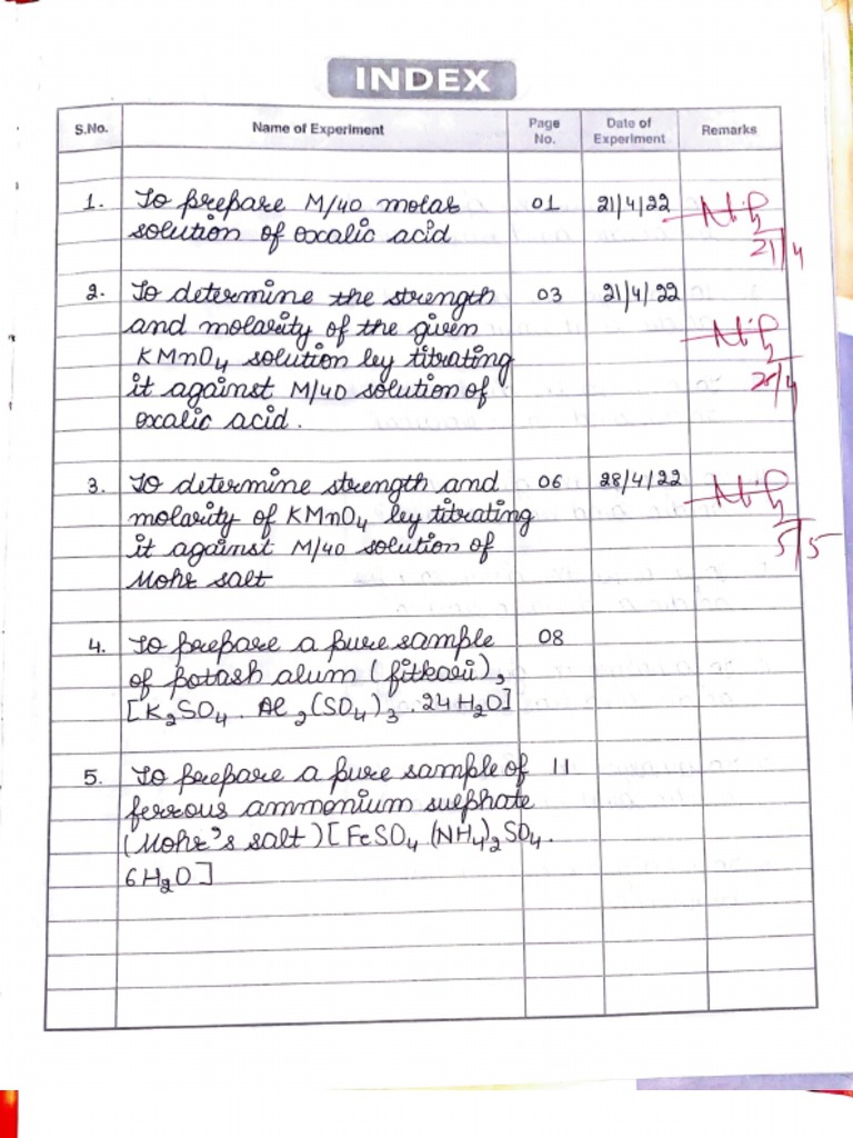 Chemistry Practical File | PDF